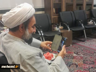 ارتباط تصویری آیت الله محامی با چند نفر از علما و فعالین فرهنگی استان