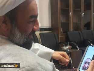 ارتباط تصویری آیت الله محامی با چند نفر از علما و فعالین فرهنگی استان