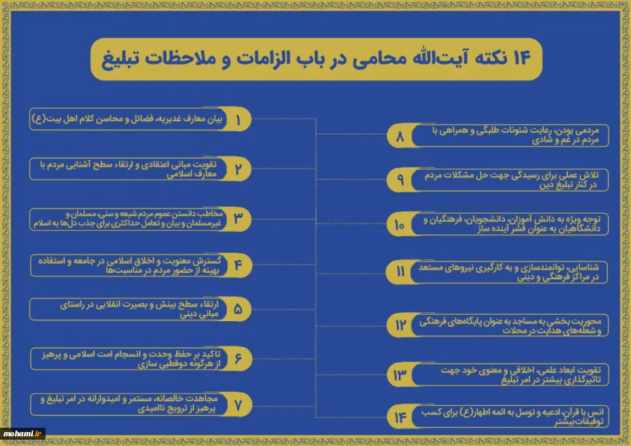 ۱۴نکته آیت‌الله محامی نماینده ولی‌فقیه در سیستان‌وبلوچستان در باب الزامات و ملاحظات تبلیغ 2