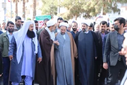 گزارش تصویری حضور آیت‌الله محامی نماینده ولی‌فقیه در سیستان و بلوچستان در راهپیمایی ۲۲بهمن‌ماه۱۴۰۱ زاهدان 23