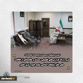 نماینده ولی‌فقیه در سیستان و بلوچستان خواستار شد 
لزوم ارائه گزارش‌های تفصیلی، مستند و مقایسه‌ای از فعالیت‌های دفتر تبلیغات اسلامی شعبه جنوب شرق کشور