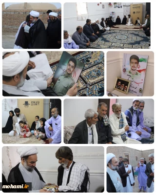حضور آیت‌الله محامی در منزل شهید محمدرضا شاقوزائی در روستای اصغرِ شهرستان زابل