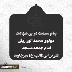 ️پیام تسلیت نماینده مقام معظم رهبری در سیستان و بلوچستان در پی شهادت مولوی محمد انور ریگی