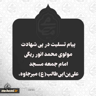 ️پیام تسلیت نماینده مقام معظم رهبری در سیستان و بلوچستان در پی شهادت مولوی محمد انور ریگی
