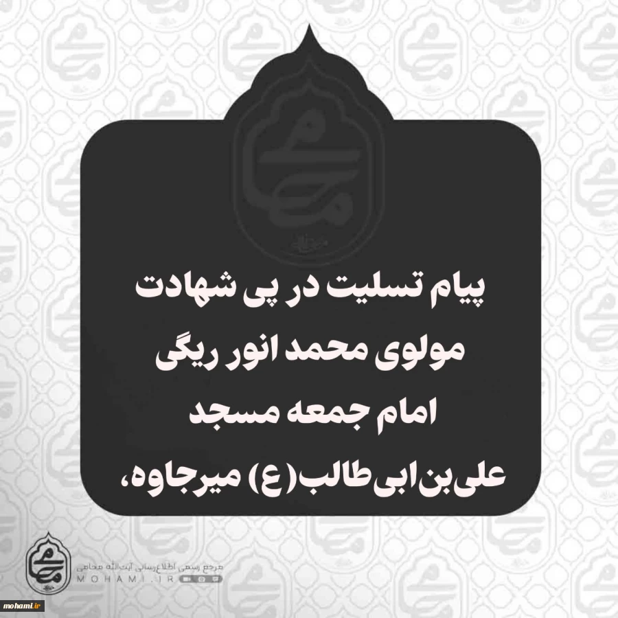 ️پیام تسلیت نماینده مقام معظم رهبری در سیستان و بلوچستان در پی شهادت مولوی محمد انور ریگی 2